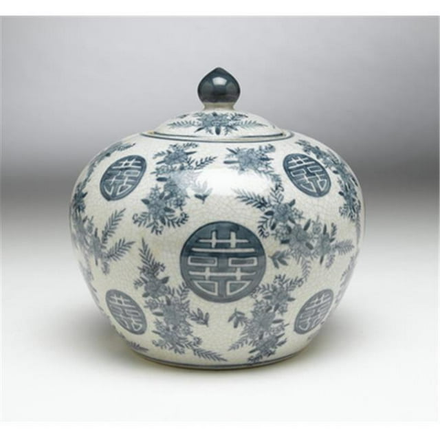 AA Importing 59751 Blue & White Round Jar with Lid