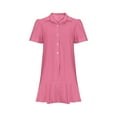 thumbnail image 6 of Sakmal Shirt Dress Summer Dresses for Women Petite Cotton Line Mini Pink Short Sleeve Dresses, 6 of 6