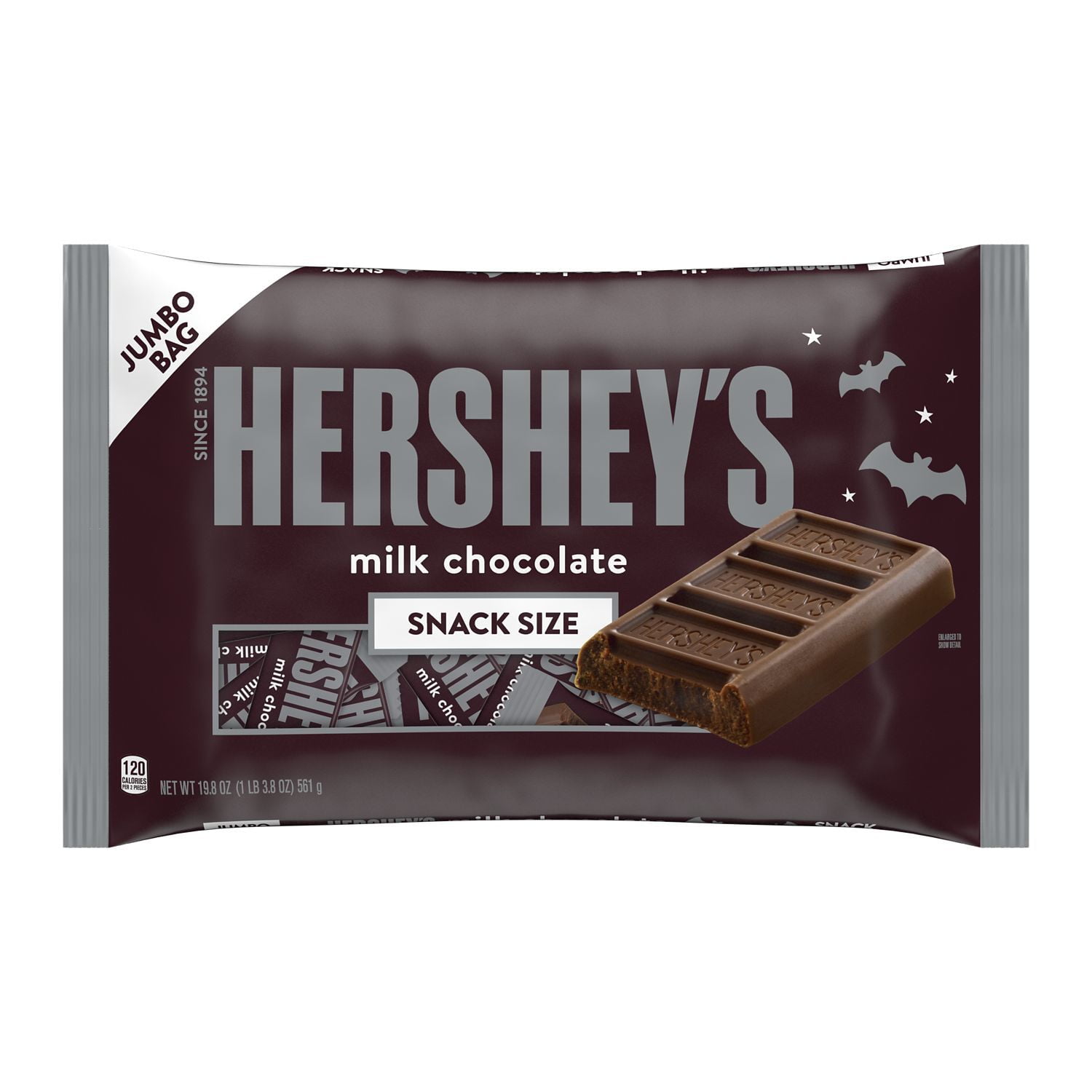 HERSHEY'S, Milk Chocolate Snack Size Candy Bars, Halloween, 19.8 oz, Jumbo Bag