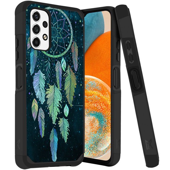 ANJ  Rugged Dual Layered Shockproof Slim Hybrid Case   Tempered Glass Cover Compatible with Samsung Galaxy A23 5G - Twilight Dreamcatcher