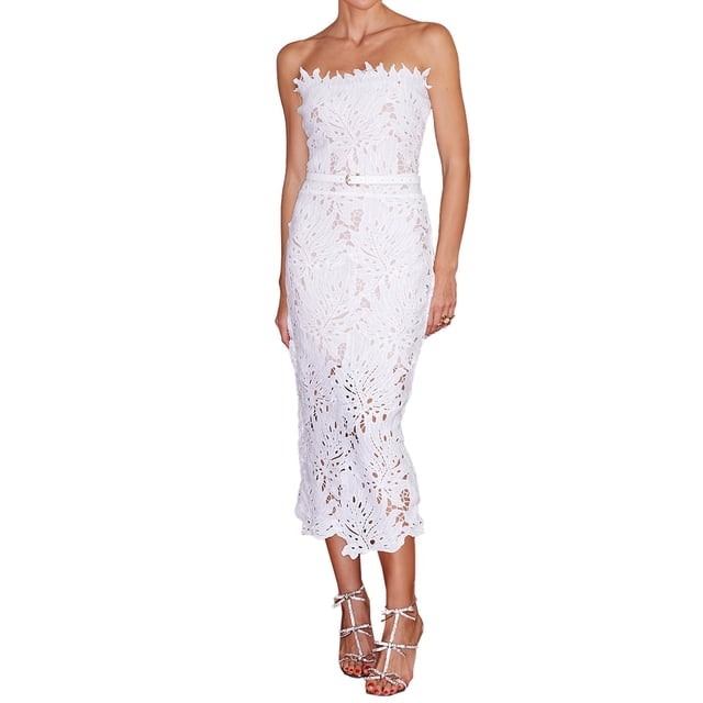 Vestido Bella Barnett con vendaje midi vintage de encaje blanco para mujer