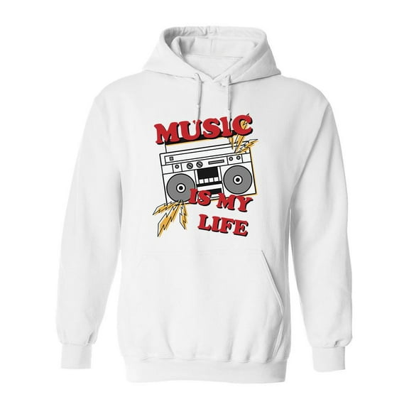 Music Is My Life Tagline Hoodie Men -Image by Shutterstock, Male Large