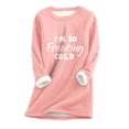 thumbnail image 3 of Feancey Fuzzy Sweatshirts for Women Winter Warm Sherpa Lined Fleece Pullover Letter Print Thermal Tunic Tops Comfy Furry Loungewear Pajamas Pink M, 3 of 6