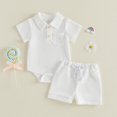 thumbnail image 2 of THDHVS Newborn Boy Outfits,Boys' Clothing Sets,Waffle Knit 2 Piece Set with Collared Short Sleeve Top and Shorts for Baby Boy Summer Casual Outfit 3-6 Months, 2 of 9