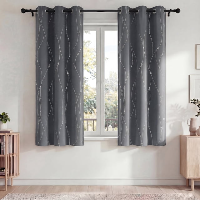Blackout Blackout Cortinas, Juego de Cortinas de 2 Piezas para Recámara y Sala de Estar 42x63 Pulgadas, Cortinas Térmicas Aislantes Que Oscurecen la Habitación con Ojales, Reducción de Ruido y Bloque