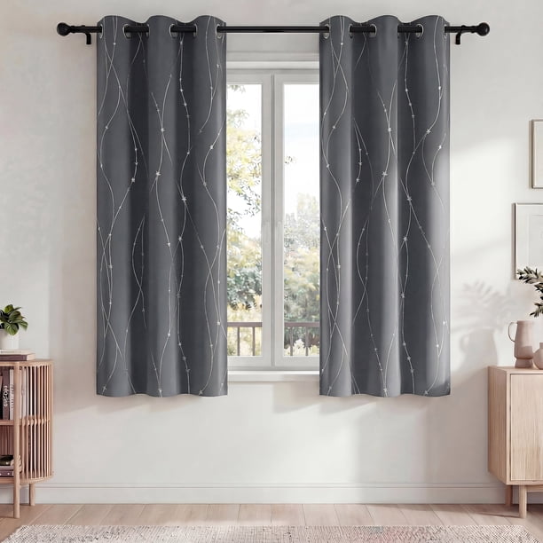 Blackout Blackout Cortinas, Juego de Cortinas de 2 Piezas para Recámara y Sala de Estar 42x63 Pulgadas, Cortinas Térmicas Aislantes Que Oscurecen la Habitación con Ojales, Reducción de Ruido y Bloque
