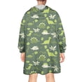 thumbnail image 2 of Wearable Oversized Blanket,DarkGreen Cartoon Dinosaurs Plants Pattern Wearable Blanket Hoodie for Adults,Cozy Hooded Blankets with Super Pockets,Super Warm Fuzzy Pullover for Women & Men, 2 of 6