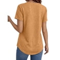 thumbnail image 4 of MOSHU Deep V Neck Womens Tops Curved Hem Shirts for Women Fashion Trendy Blouses Casual Loose Fit Tees Tops, 4 of 9