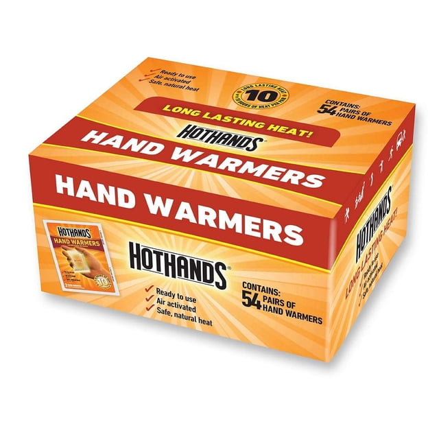 Calentadores de manos HotHands, duraderos, seguros, naturales, 54 pares