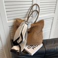 thumbnail image 5 of Kukuzhu Straw Beach Bag, Summer Woven Tote Bag with Silk Scarf Large Shoulder Handbag Straw Purses and Handbags for Women, 5 of 7