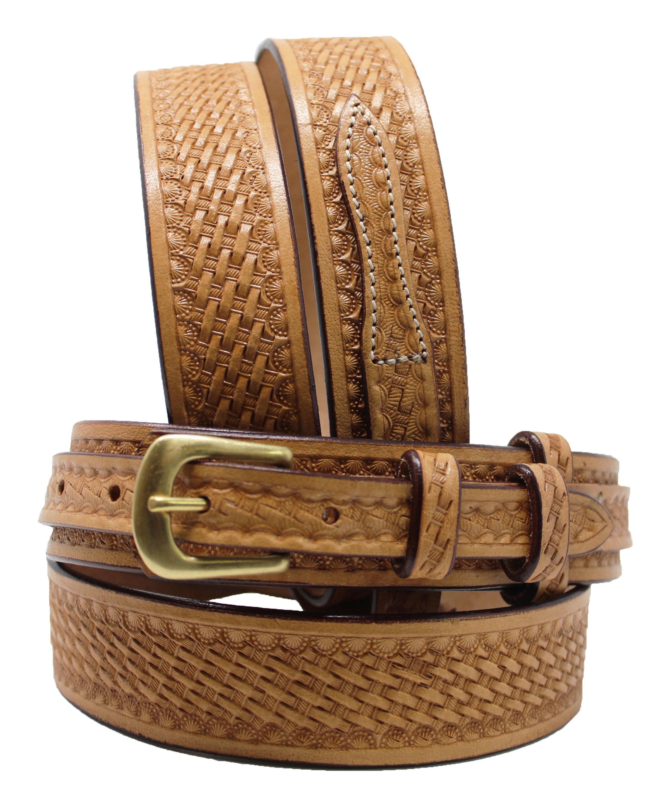 Pro Rider 3536 PRORIDER Men's Western RANGER BELT Tooled Leather Basket Weave 26Ranger01
