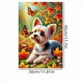 thumbnail image 5 of 1 piece, double-sided Autumn Garden Flag - 2D flat cute Yorkshire Terrier, butterfly and autumn leaf pattern design, courtyard sign, perfect for courtyard, lawn and outdoor decoration, garden decorat, 5 of 8