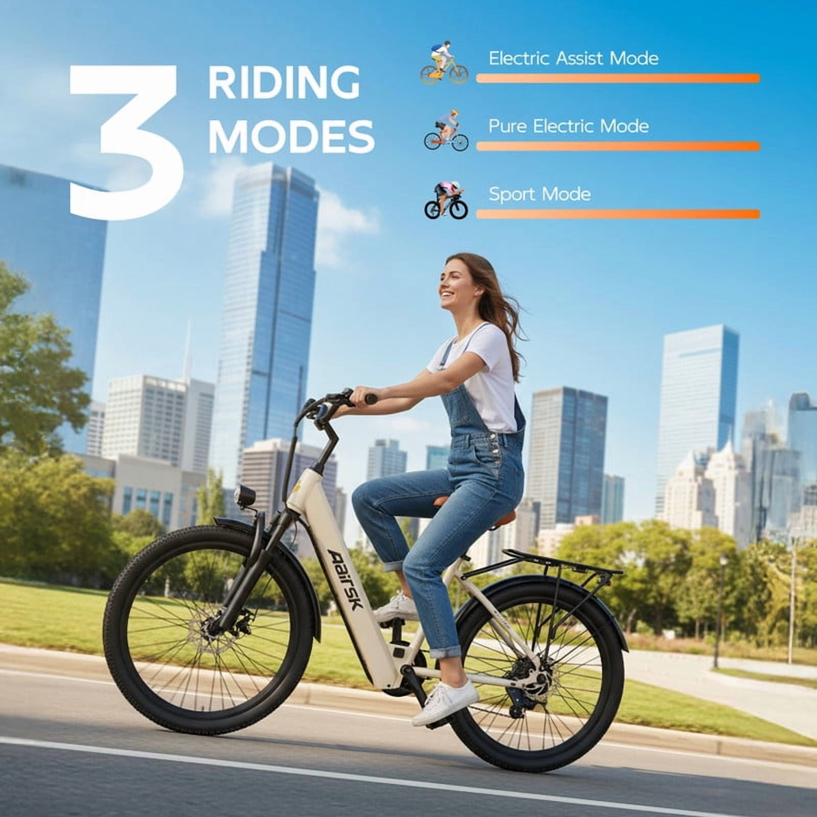 Unibike 24''Electric Bike for Adults, 36V 13Ah Removable Battery Ebike with 400W Motor, Women Commuter Ebike, UL2849