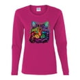 thumbnail image 2 of If You're Nice I Might Let You Live With Me Colorful Cat Animal Lover Womens Graphic Long Sleeve T-Shirt, Fuschia, 2XL, 2 of 3