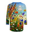 thumbnail image 4 of T-shirts pour Femmes Mode Féminine T-shirt Imprimé Ample Blouse à Manches 3/4 Col Rond Hauts Décontractés Blouse d'Été en Liquidation, 4 of 5