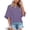 Purple, variant on Women Summer Solid Color Loose Fit T Shirt Draped Casual Crew Neck Top with Batwing Half Sleeves