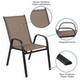 thumbnail image 6 of Merrick Lane Set of 4 Metal Stacking Patio Chairs with Brown Flex Comfort Material, 6 of 14