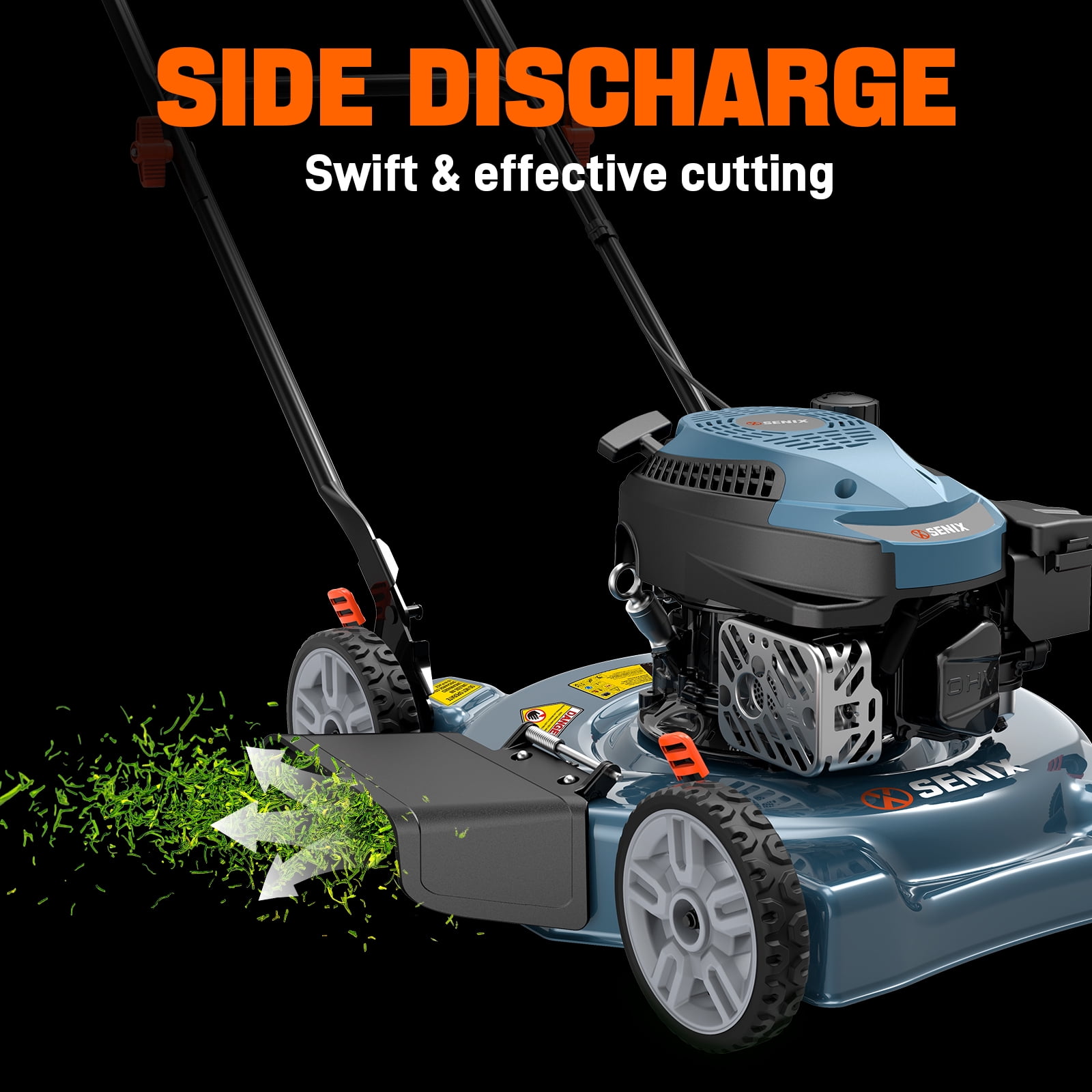 SENIX 4-Tool Combo: 144cc 20" Gas Mower, 20V Cordless 75 CFM Blower, 21" Hedge Trimmer & 10" String Trimmer, Batteries & Chargers Included