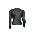 thumbnail image 5 of Seyurigaoka Women Flocking Leather Jacket Long Sleeve V-Neck Button Fashion Coat, 5 of 6