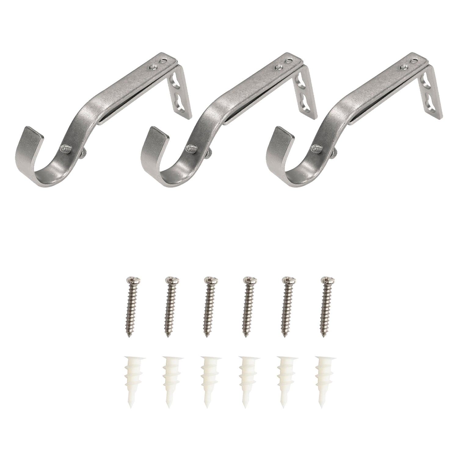 Lumi Home Furnishings Adjustable Single Curtain Rod Brackets 1 in. (3-Piece)