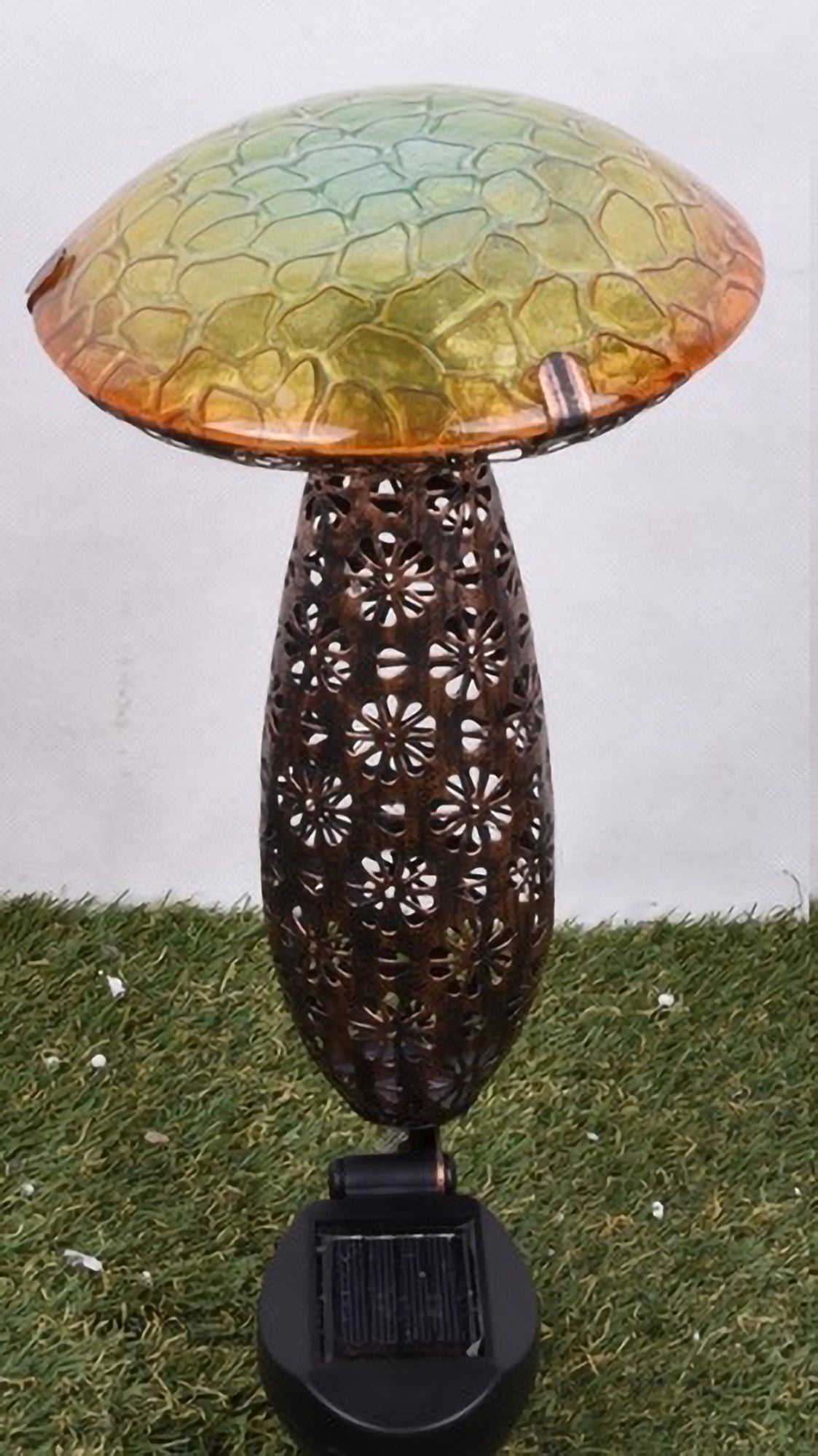 16.25" Yellow Decorative Solar Powered LED Mushroom Stake