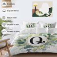 thumbnail image 5 of Letter Q Queen Size Comforter Set, Alphabet Green Eucalyptus Leaves Plant Simple Bedding for All Seasons, 4 Pcs Bed Set, 1Quiltcover (90"x92") ,1Sheet(94"x116"), 2Pillowcases (30"x20"), 5 of 9
