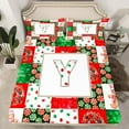 thumbnail image 2 of Manfei Personalized Initial Y Queen Sheet Sets 4-Piece for Kids Boys Girls, Merry Christmas Flat Sheet, Gingerbread Lollipop Plaid Queen Fitted Sheet, Luxury Bedroom Decor, 2 of 7