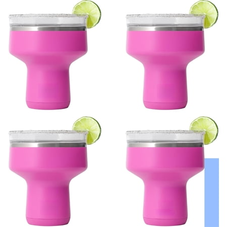 Saltini 16oz Cocktail Tumbler - Insulated Margarita Tumbler with Lid - Keeps Drinks Cold for 10 Hours-360 Sippable Martini Glass Alternative-Shatterproof Perfect for Parties - 4 Pack
