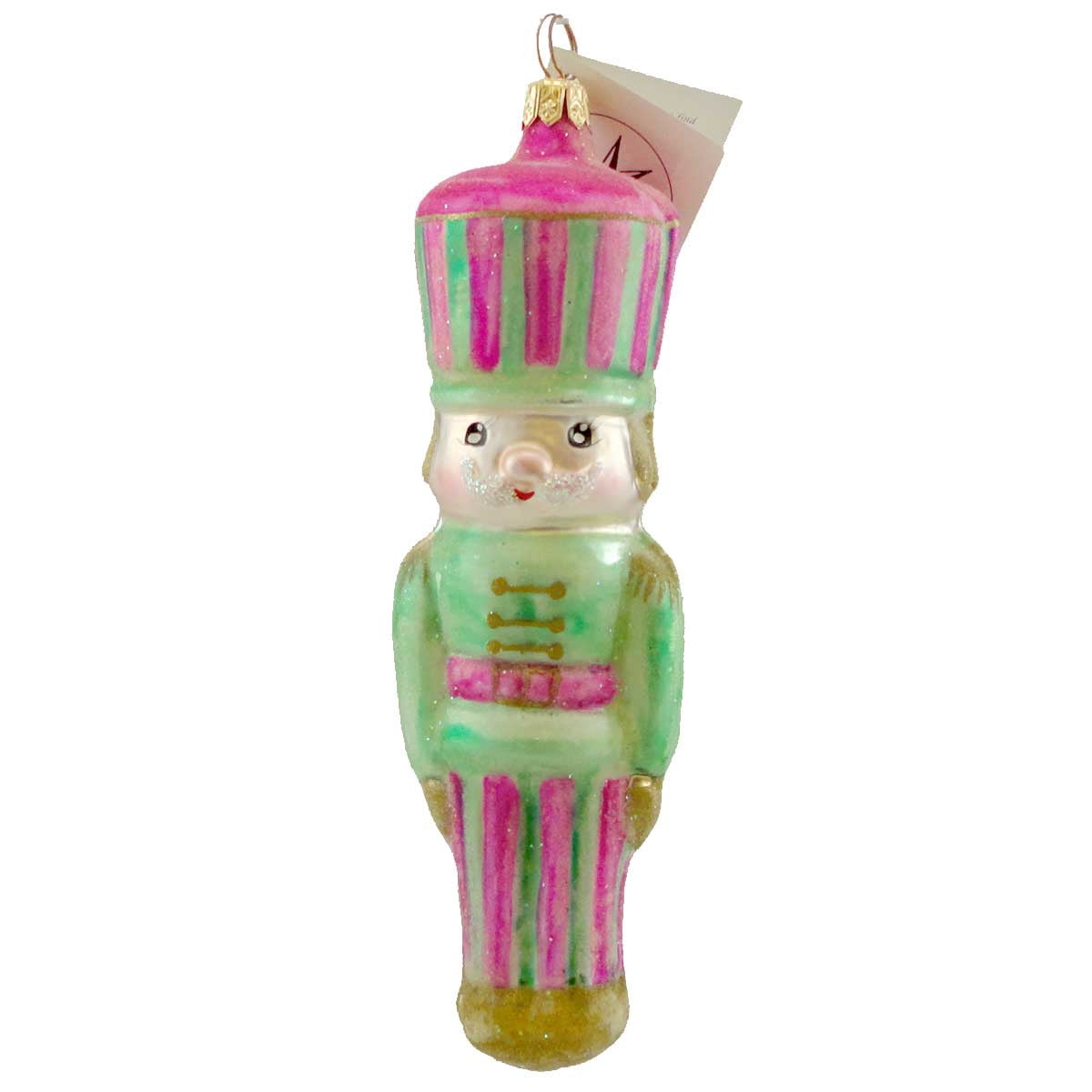 CHRISTOPHER RADKO NUTCRACKER STRIPES Blown Glass Ornament Christmas 970030 Pink