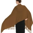 thumbnail image 2 of Glory Max Women's Large Soft Silky Pashmina Shawl Wrap Bronze Solid Plain Wedding Scarf, 2 of 5