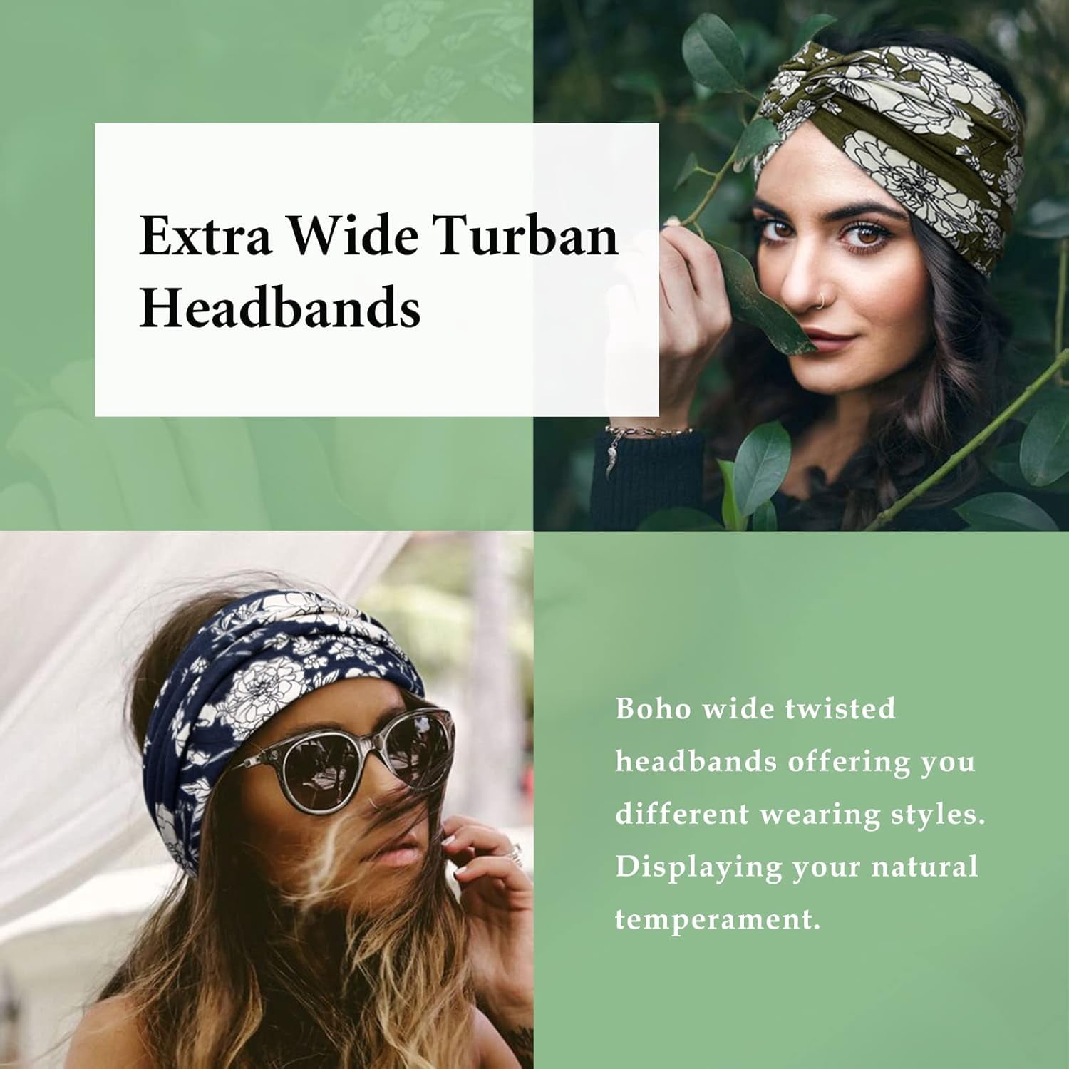 Women’s Wide Fabric Headbands 7 Inch Pack Non Slip Yoga Workout Accessories 6-Pack Headbands for Women Wide 7 Inch - Non Slip Grip  main image 4