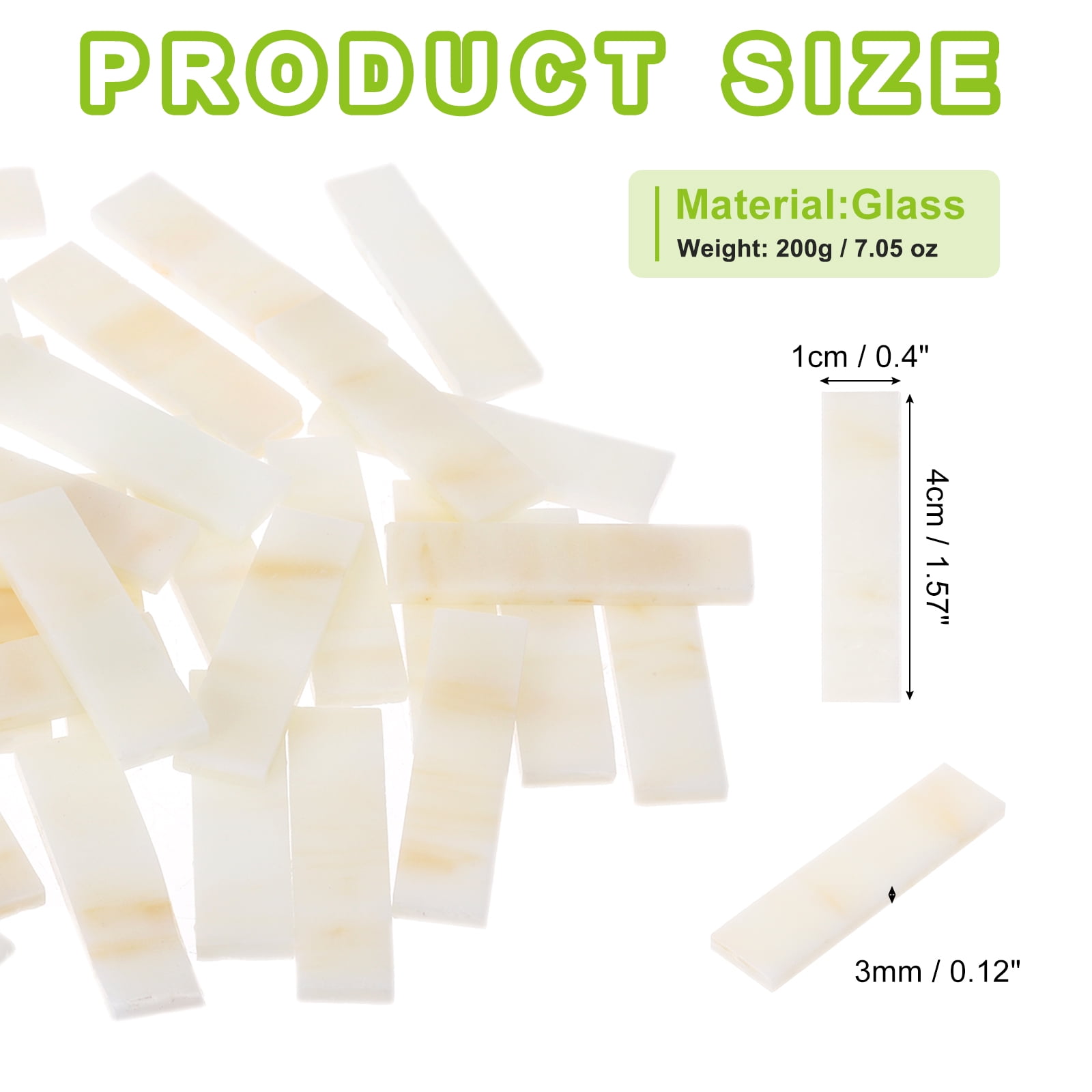 Stained Glass Strip, Light Beige Mosaic Tiles 200g/7.05 oz