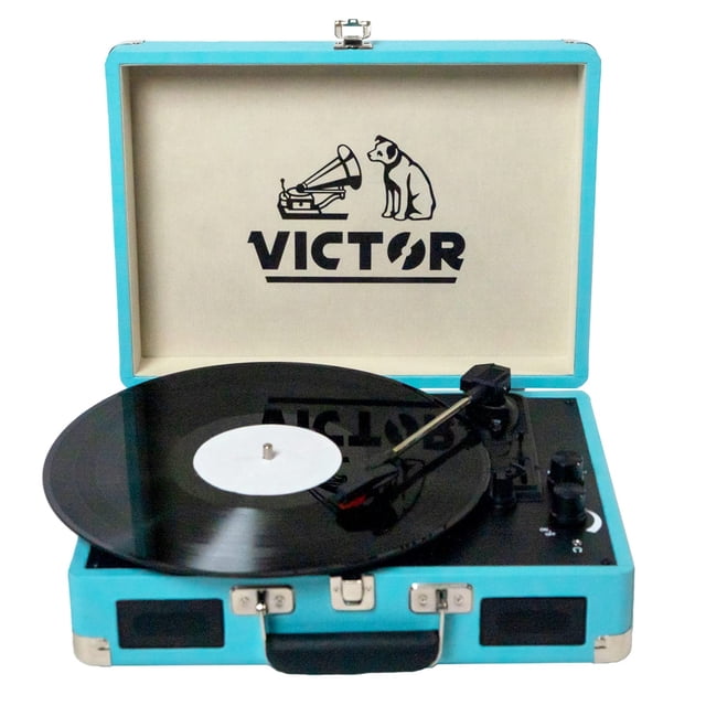 Tocadiscos portátil VICTOR Metro Maleta 3 velocidades Bluetooth Turquesa