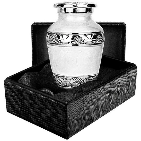 Trupoint Memorials Silver Linings White Small Keepsake Urn for Human Ashes - Qnty 1