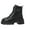 Black, variant on Beige Ladies British Style Lace Up Ankle Boots Round Toe Thick Sole Chunky Heel Solid Color Casual Comfortable Mid Heel Booties