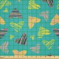 thumbnail image 2 of Ambesonne Moth Print Fabric by the Yard Microfiber, Sketchy Drawing Creature, 10 Yards, Turquoise Blush and Mustard, 2 of 2