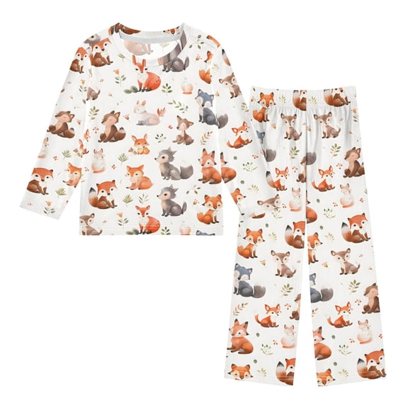Foxs Cozy Soft Long Sleeves Top and Pants 2 Piece Cool Pjs Pajamas Set Sleepwear Size 3-11Y