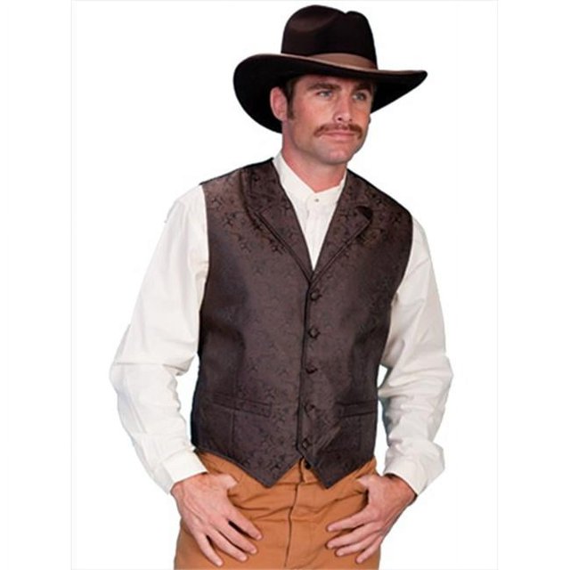 Scully RW093-BRN-XL Mens Rangewear Scarboro Paisley Vest- Brown- XL