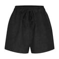 thumbnail image 5 of Women's Elastic Denim-Like Shorts with Pockets, Cropped Casual Fitness Leggings, Solid Color Stretchy Comfy Lounge Wear, Workout Running Gym | Aestivo,Black L, 5 of 9