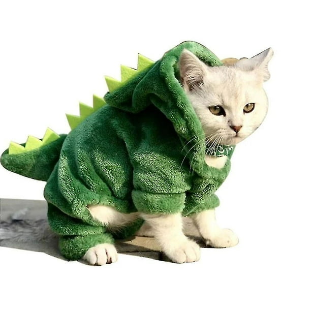 Ropa para gatos, cachorro, perro, gato, divertido disfraz de dinosaurio, abrigo cálido de invierno para gatos, sudaderas con capucha de lana, suéter, ropa para perros pequeños y gatitos Ns2