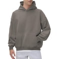 thumbnail image 2 of Kureaily Men's Casual Pullover Hoodie Solid Color Loose Fit Pocket Winter Sweatshirt Comfortable Soft Fabric For Daily Wear Men's Crewneck Sweatshirts, 2 of 5
