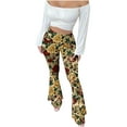 thumbnail image 2 of Gamivast Yoga Leggings for Women Flare Floral Print High Waisted Tummy Control Pants Y2K Casual Pull on Streetwear Pants Holiday Beach Bottoms, 2 of 7