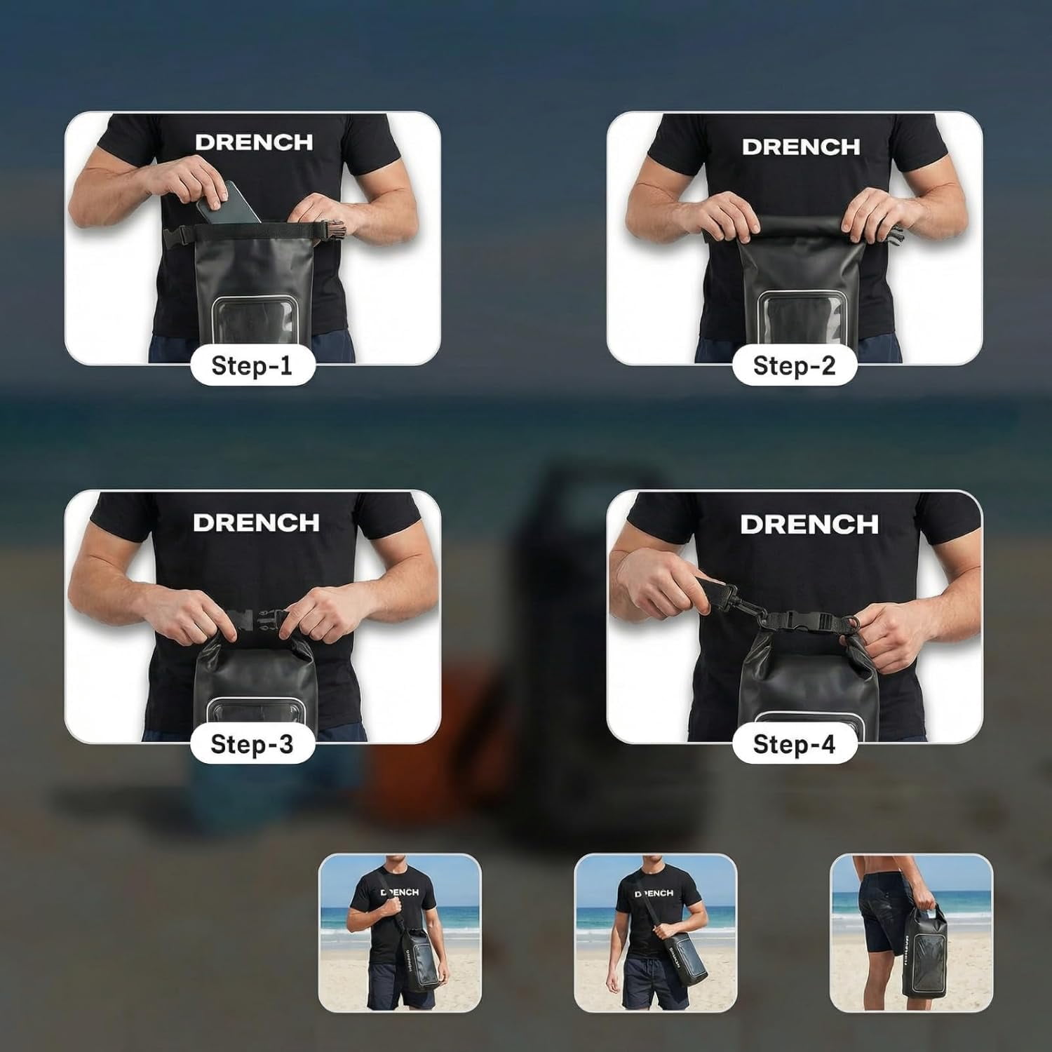 Drench Fanny Pack Waist Dry Bag Waterproof Submersible Floating with Phone Pouch