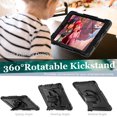 thumbnail image 3 of Case for iPad 6th / 5th Gen (2018 2017) / iPad Air 2 / iPad Pro 9.7 inch with Screen Protector, 360 Degree Rotating Kickstand Hand Strap Shockproof Cover with Shoulder Strap, Black, 3 of 7