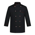 thumbnail image 1 of Nokdvo Men Chef Coat Plus Size Button Breathable Long Sleeve Work Jackets Spring Summer Loose Workwear Pocket,Black 3XL, 1 of 4