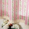 thumbnail image 1 of Kitchen Curtain 52 Inch Length 1 Piece Cafe Curtain Tier Linen Textured Semi Sheer Farmhouse Short Curtains for Small Window, Romantic Pink Vine Flower, 1 of 7