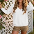 thumbnail image 4 of Horkkom V Neck Sweaters for Women Solid Color Work Pullover Knit Sweater Loose Casual Trendy Tops S, 4 of 6