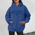 thumbnail image 2 of Bibifish Graphic Womens Hoodies Miami City Letter Print Long Sleeve Oversized Hooded sweatshirts Soft Drawstring Trendy Outfits With Pocket, 2 of 4