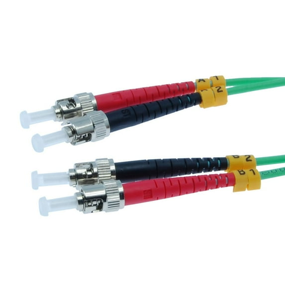 1m ST/UPC-ST/UPC OM3 Multimode Duplex OFNR 2.0mm Aqua Fiber Optic Patch Cable