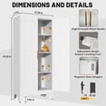 thumbnail image 3 of White Metal Kitchen Storage Cabinet, Kitchen Pantry Storage Cabinet with Doors and Shelves, Storage Cabinet with Adjustable Leveling Foot for Kitchen, Living Room and Dining Room. 61" H, 3 of 8